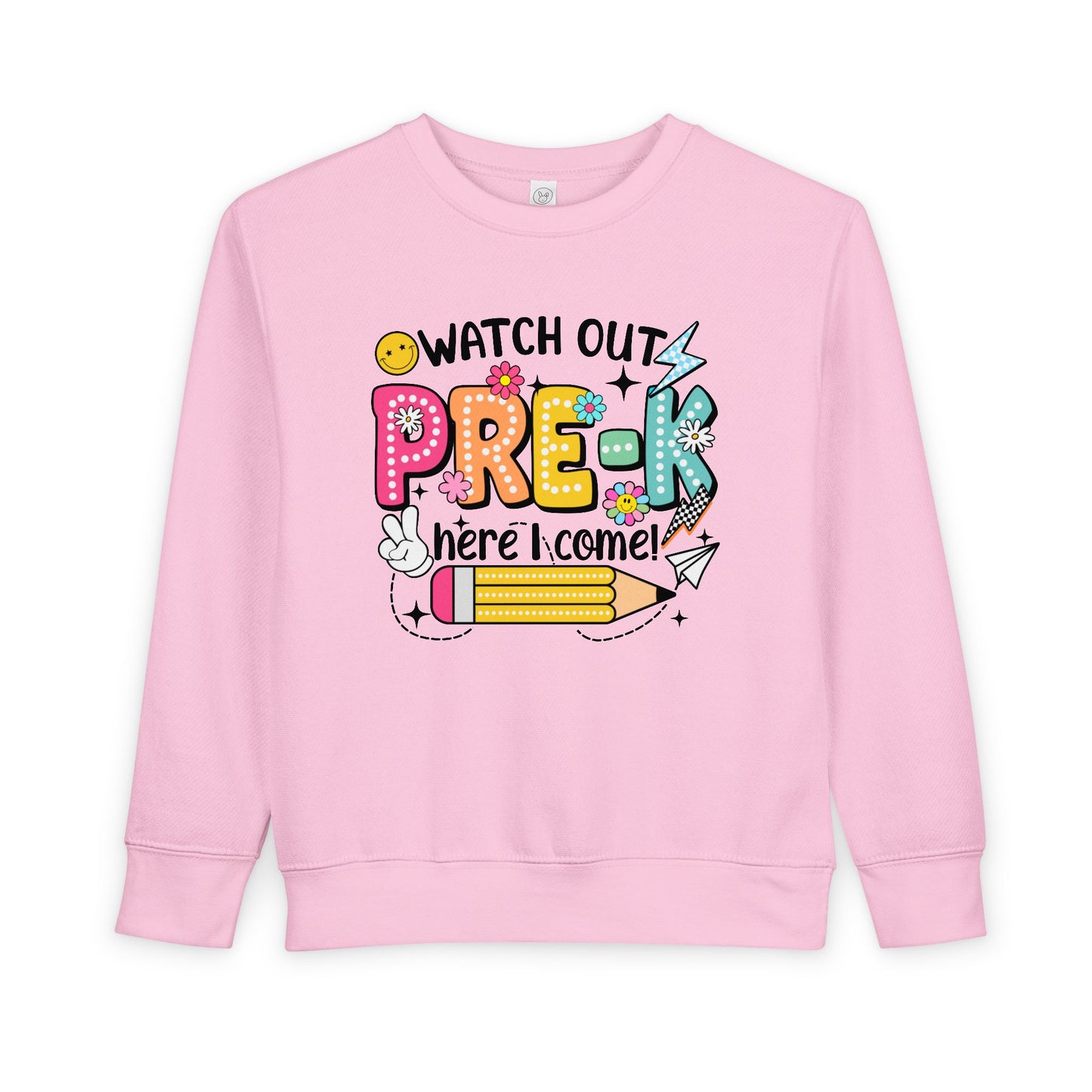 Toddler Sweatshirt — "Watch Out Pre-K Here I Come" Back-to-School Crewneck