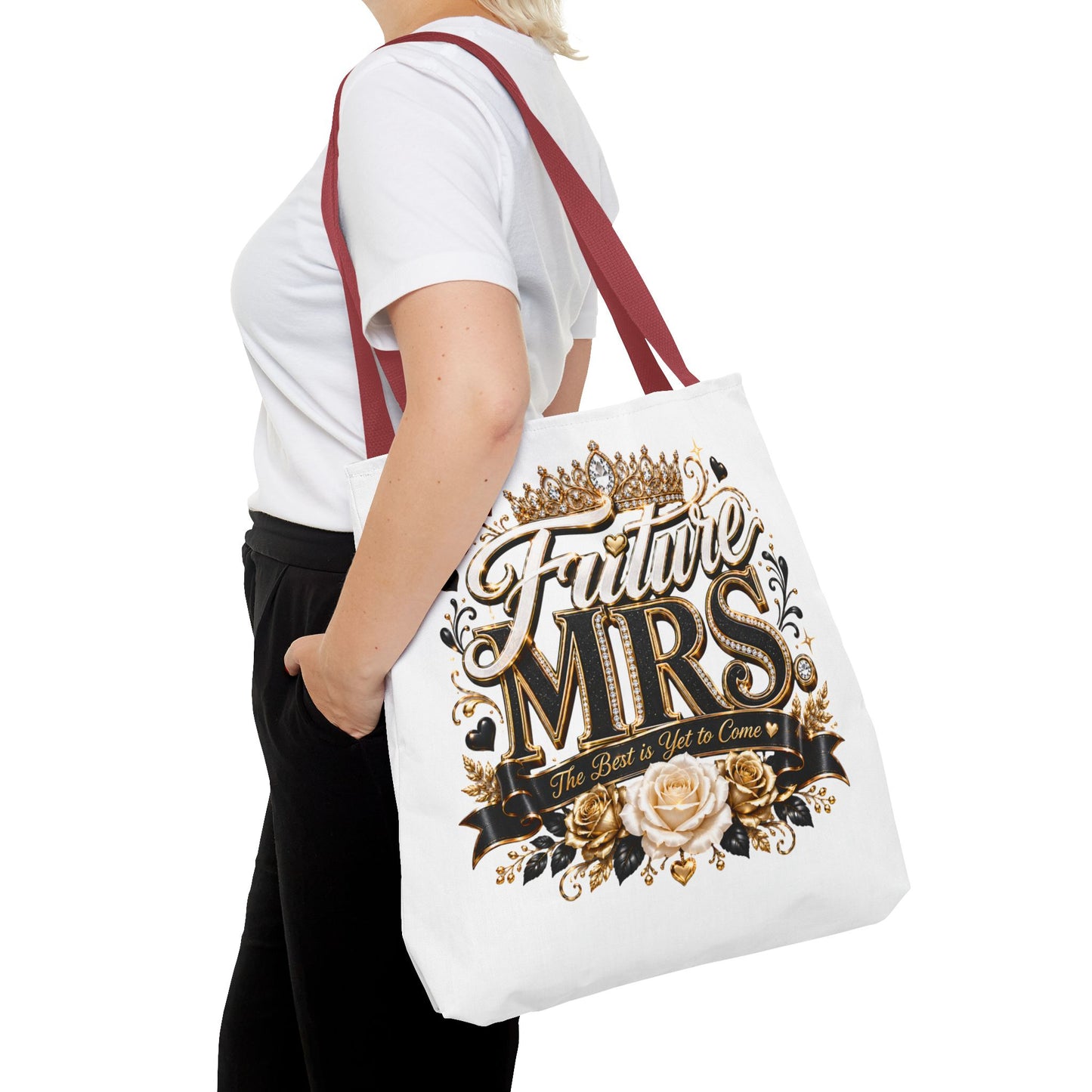 Future Mrs. Tote Bag — Bridal Bachelorette Gift Bag with Gold Crown Design