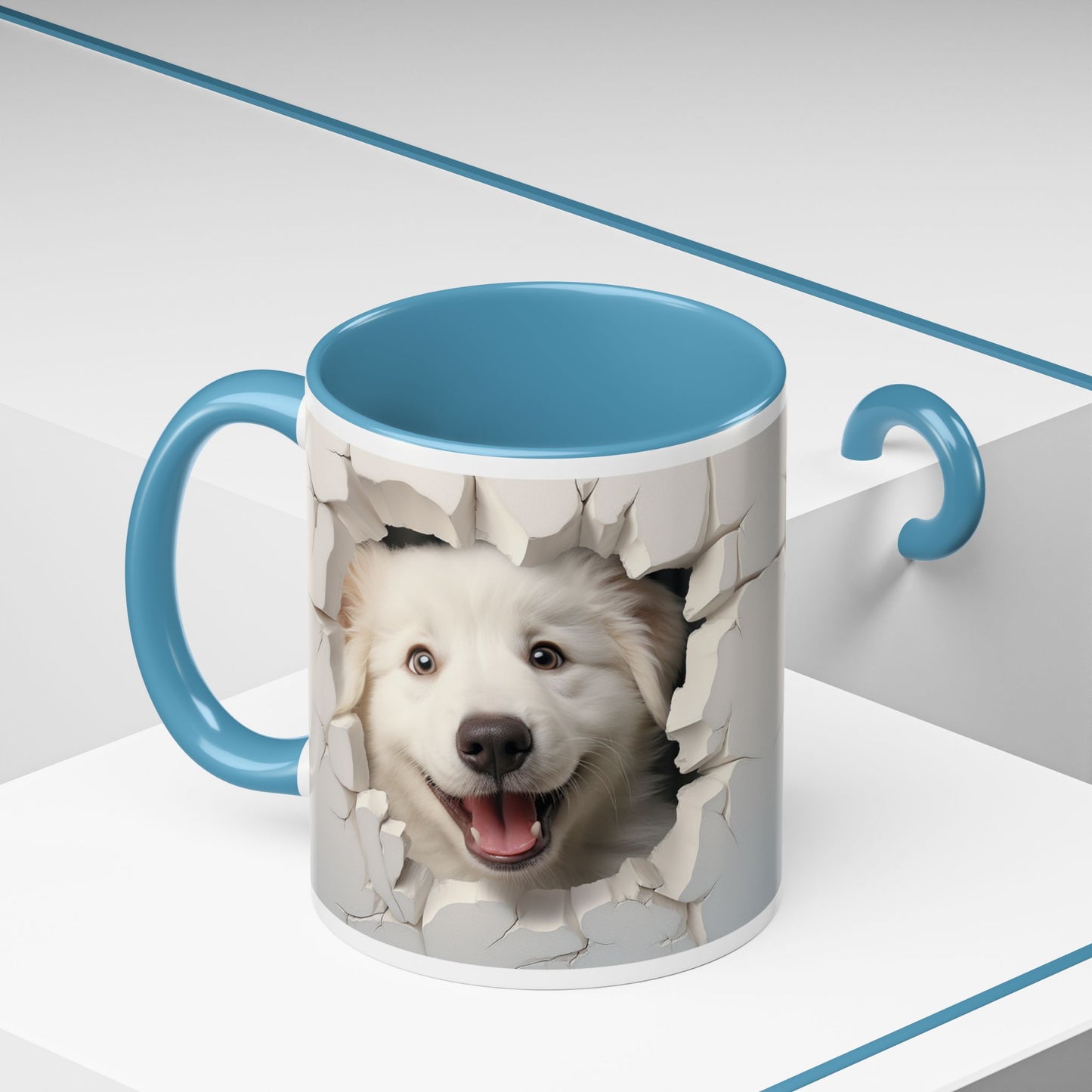 Smiling Dog Breaking Wall Accent Coffee Mug (11/15oz)