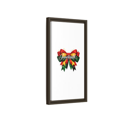 Juneteenth Framed Canvas Print – Festive Red, Green & Gold Ribbon Wall Art