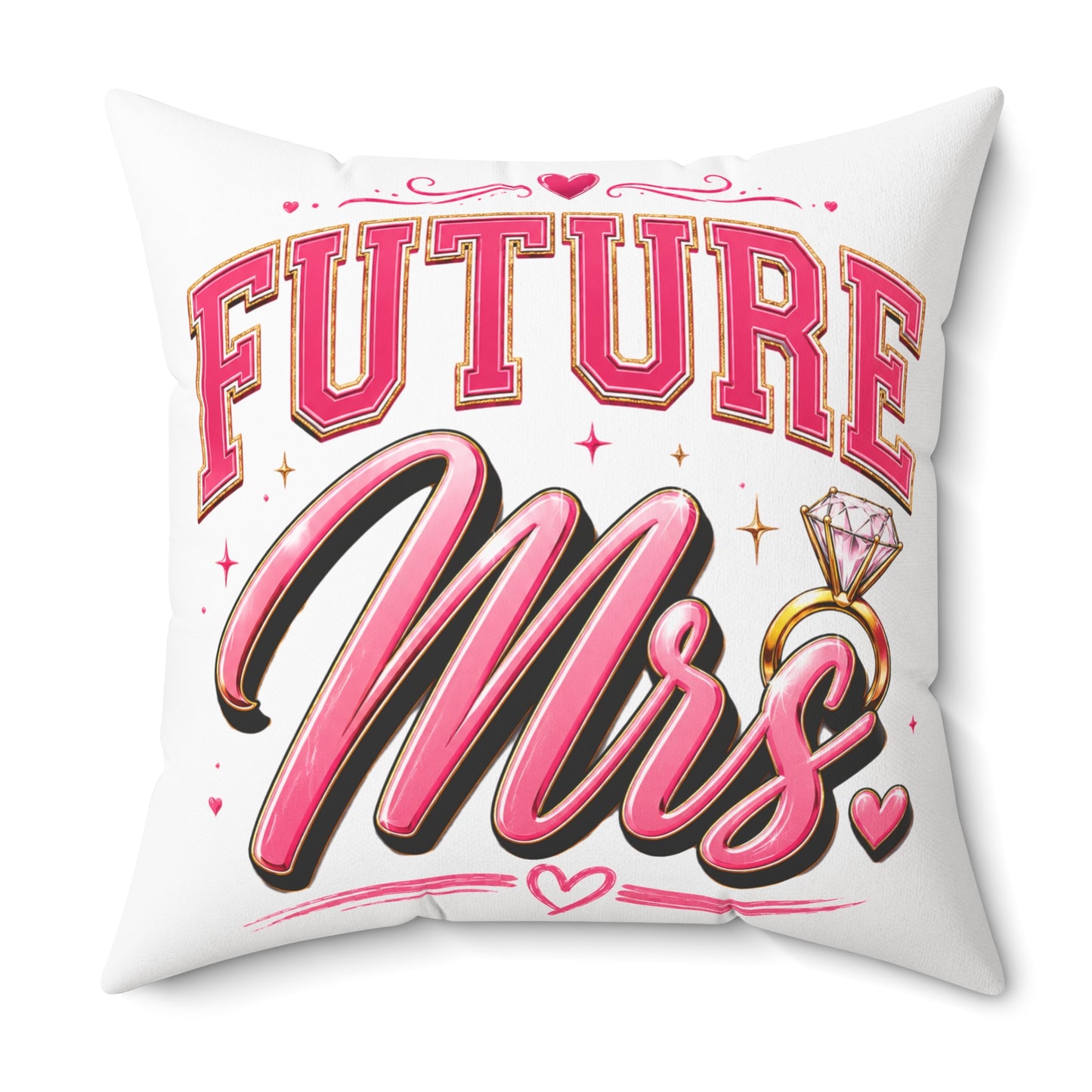 Future Mrs. Decorative Pillow — Bridal Engagement Ring Accent Cushion