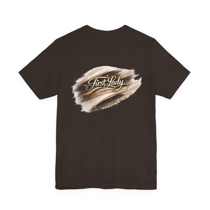 First Lady Brushstroke Tee — Elegant Script Graphic T‑Shirt