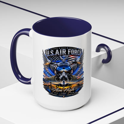 U.S. Air Force Eagle Coffee Mug — "Aim High" Accent 11/15oz