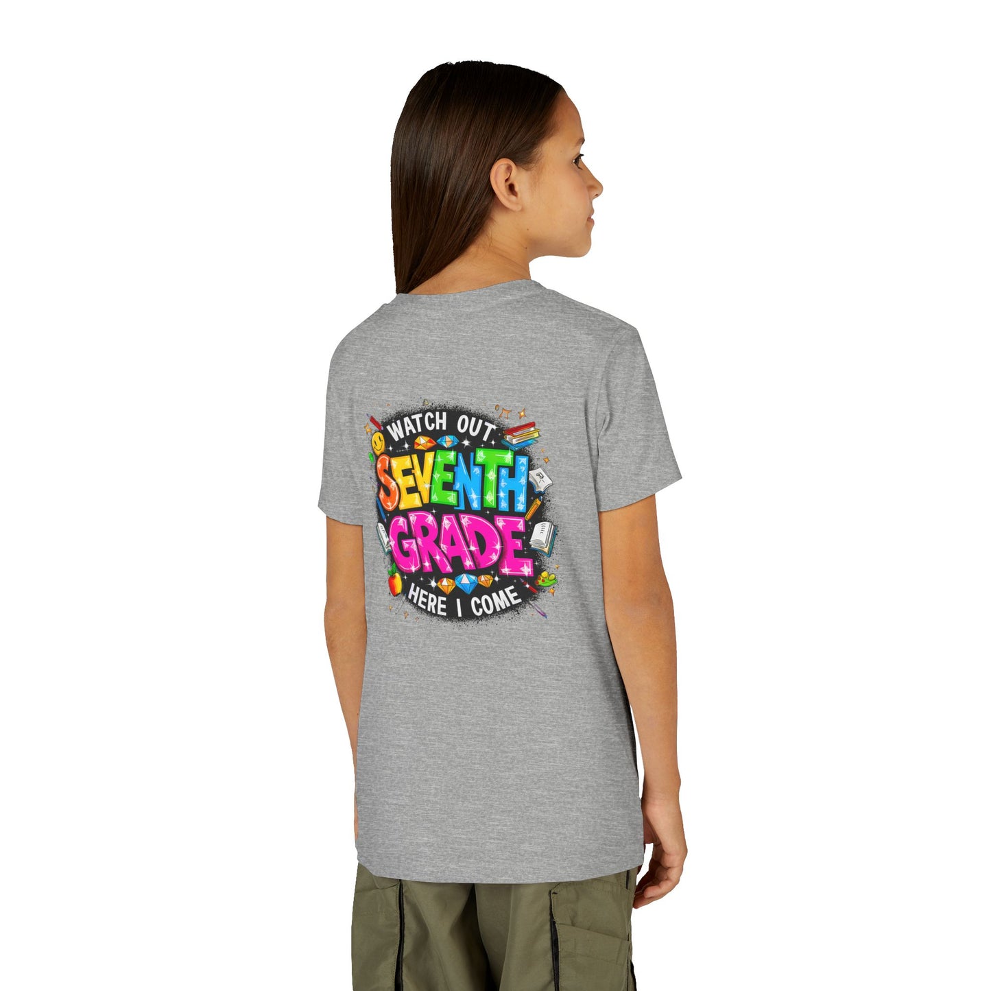 Seventh Grade Kids T-Shirt – “Watch Out Seventh Grade Here I Come” Back-to-School Tee