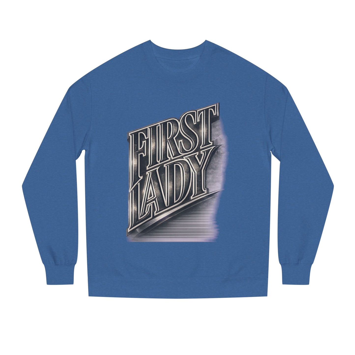 First Lady Graphic Sweatshirt — Retro Metallic Typography Crewneck