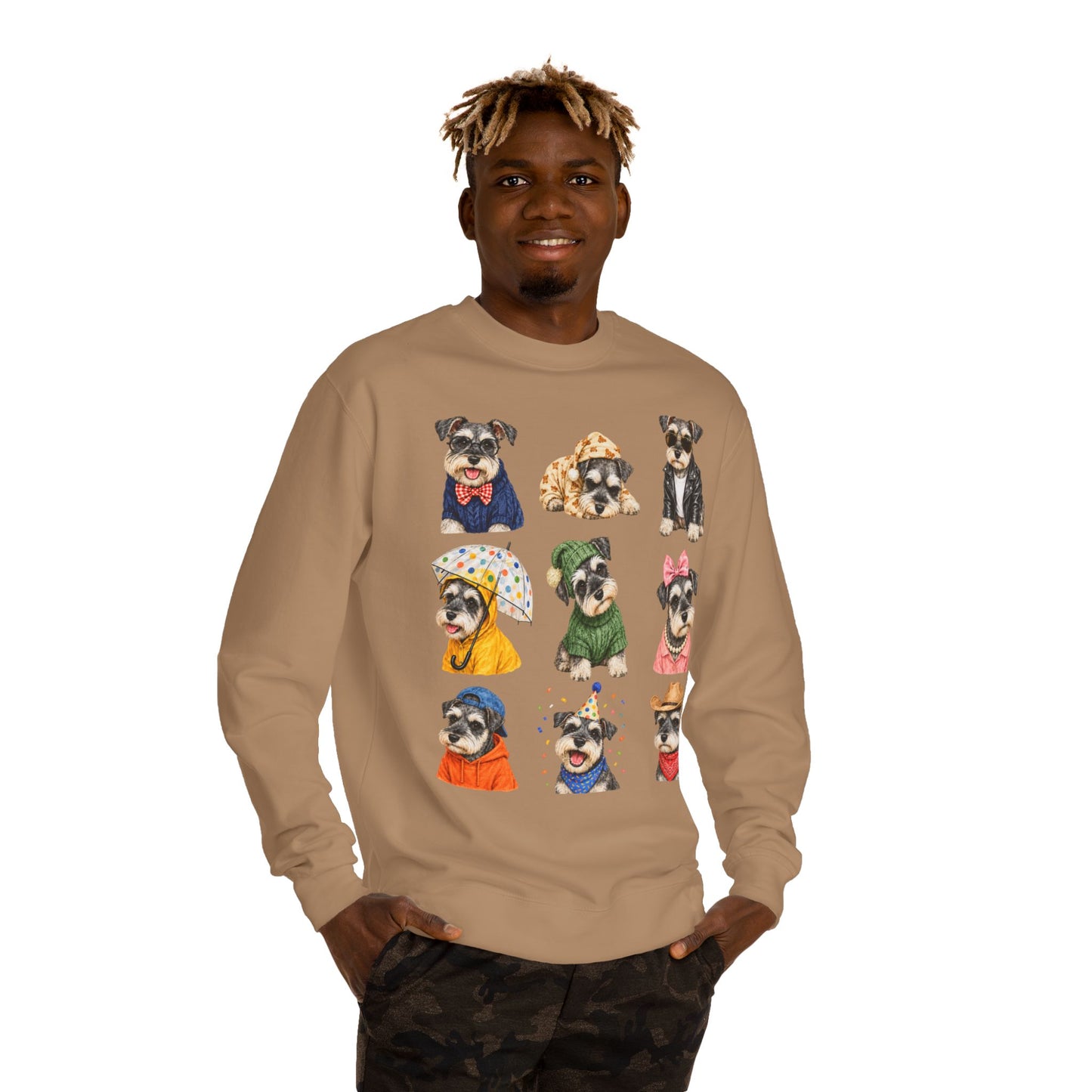 Cute Puppy Grid Sweatshirt — Watercolor Dogs Crewneck