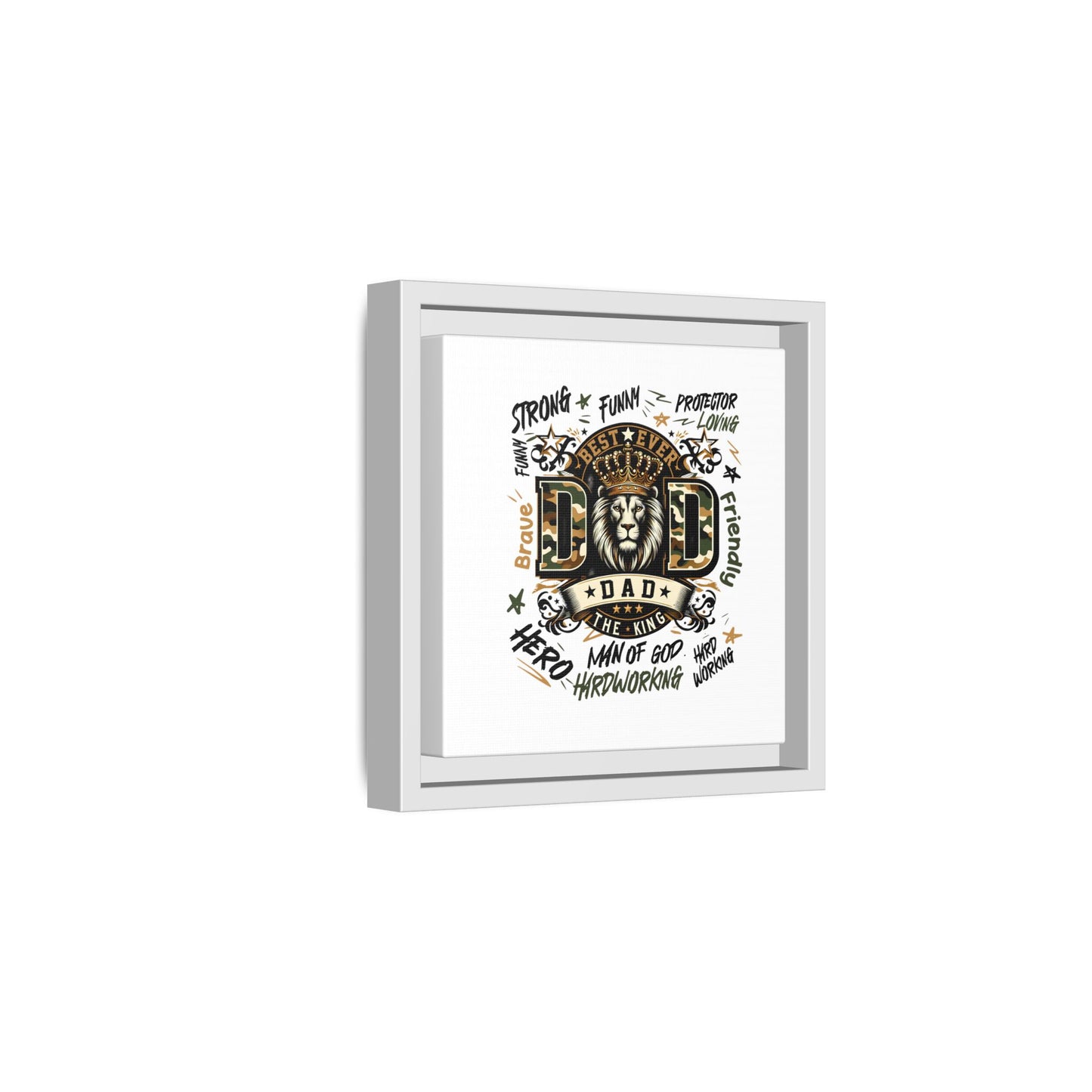 Framed Matte Canvas 'Best Ever DAD' Wall Art – Lion King Design, Father’s Day Gift