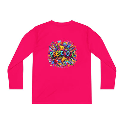 Youth Preschool Long Sleeve Tee - Colorful School Supplies Design