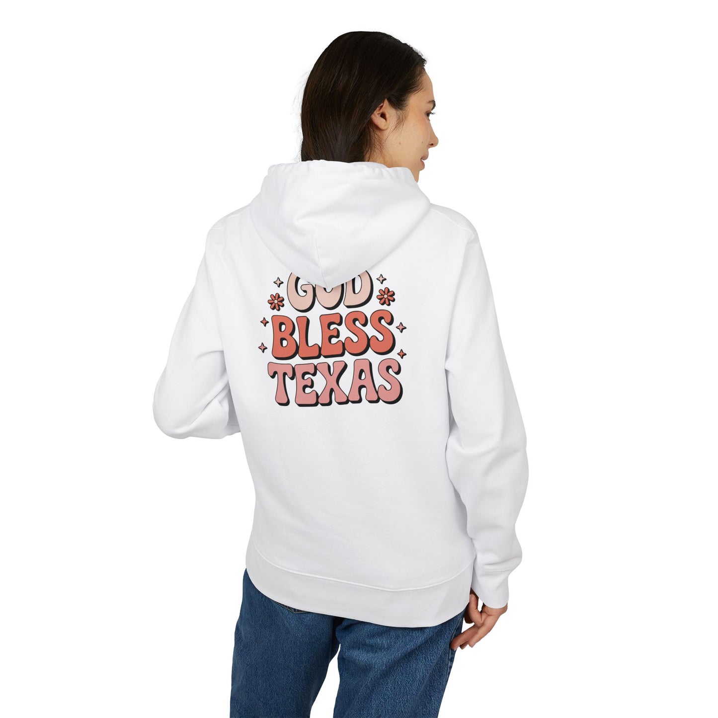 God Bless Texas Hoodie — Retro Floral Texas Pride Pullover