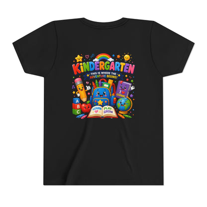 Kindergarten Kids T‑Shirt — 'Kindergarten: This Is Where the Fun Begins' Colorful Back-to-School Tee
