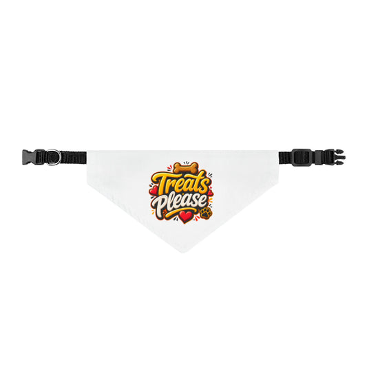 Clip-on Pet Bandana — "Treats Please" Cute Dog Collar Accessory