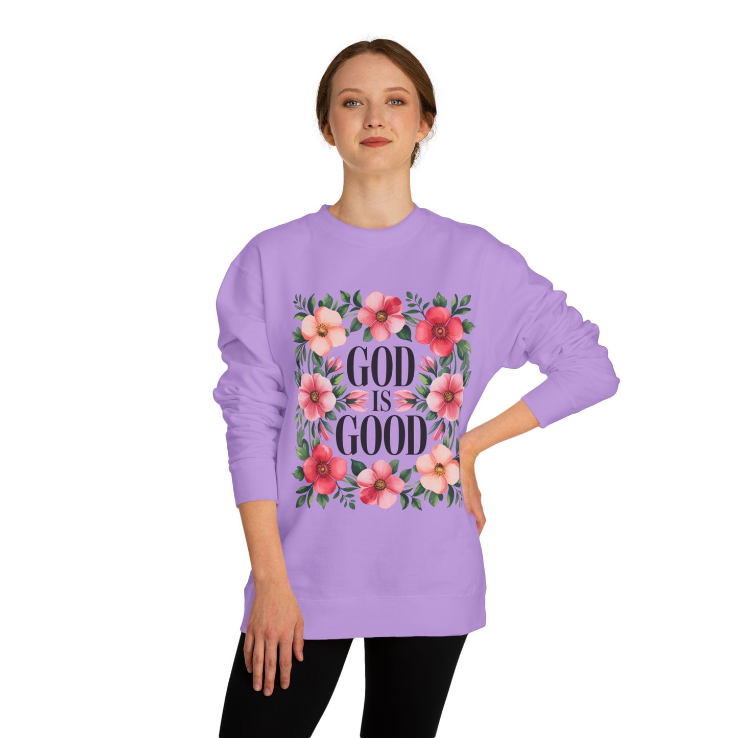God Is Good Floral Sweatshirt — Christian Inspirational Crewneck