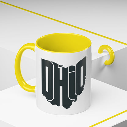 Ohio State Outline Accent Coffee Mug – Black Handle & Interior