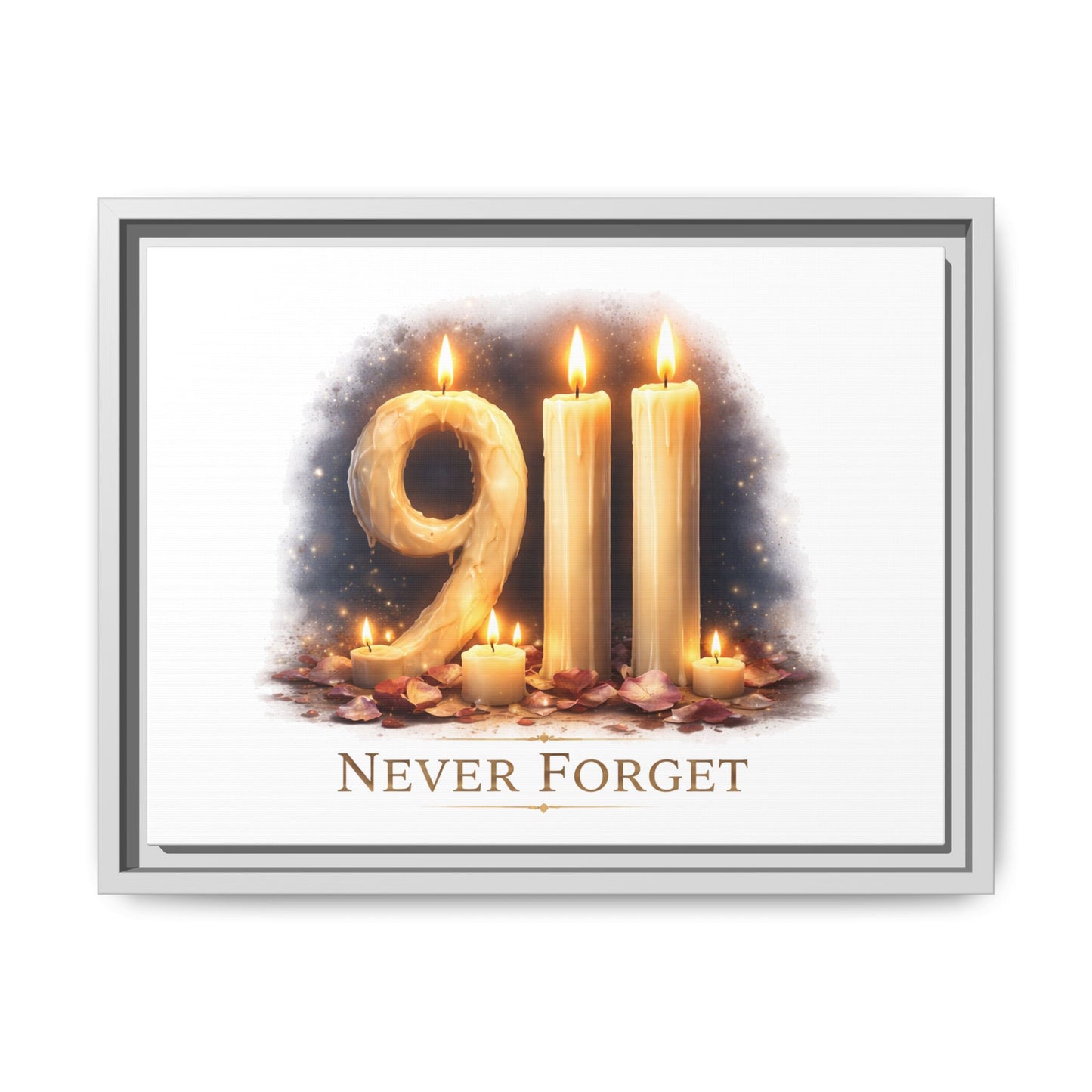 9/11 Never Forget Framed Canvas Print