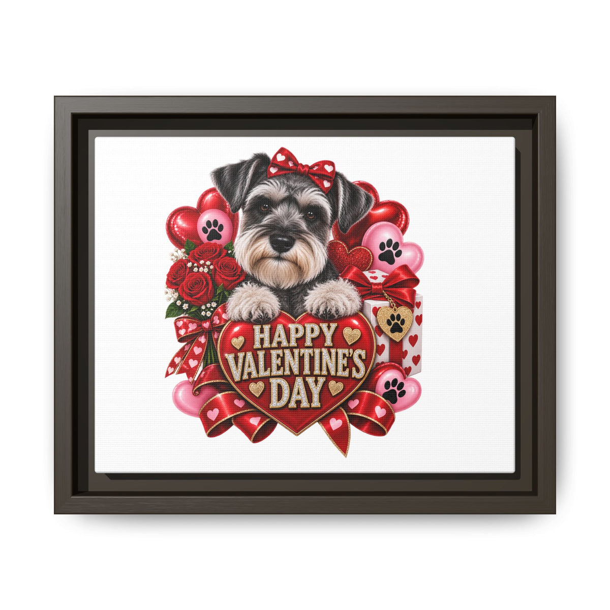 Valentine’s Day Schnauzer Framed Canvas