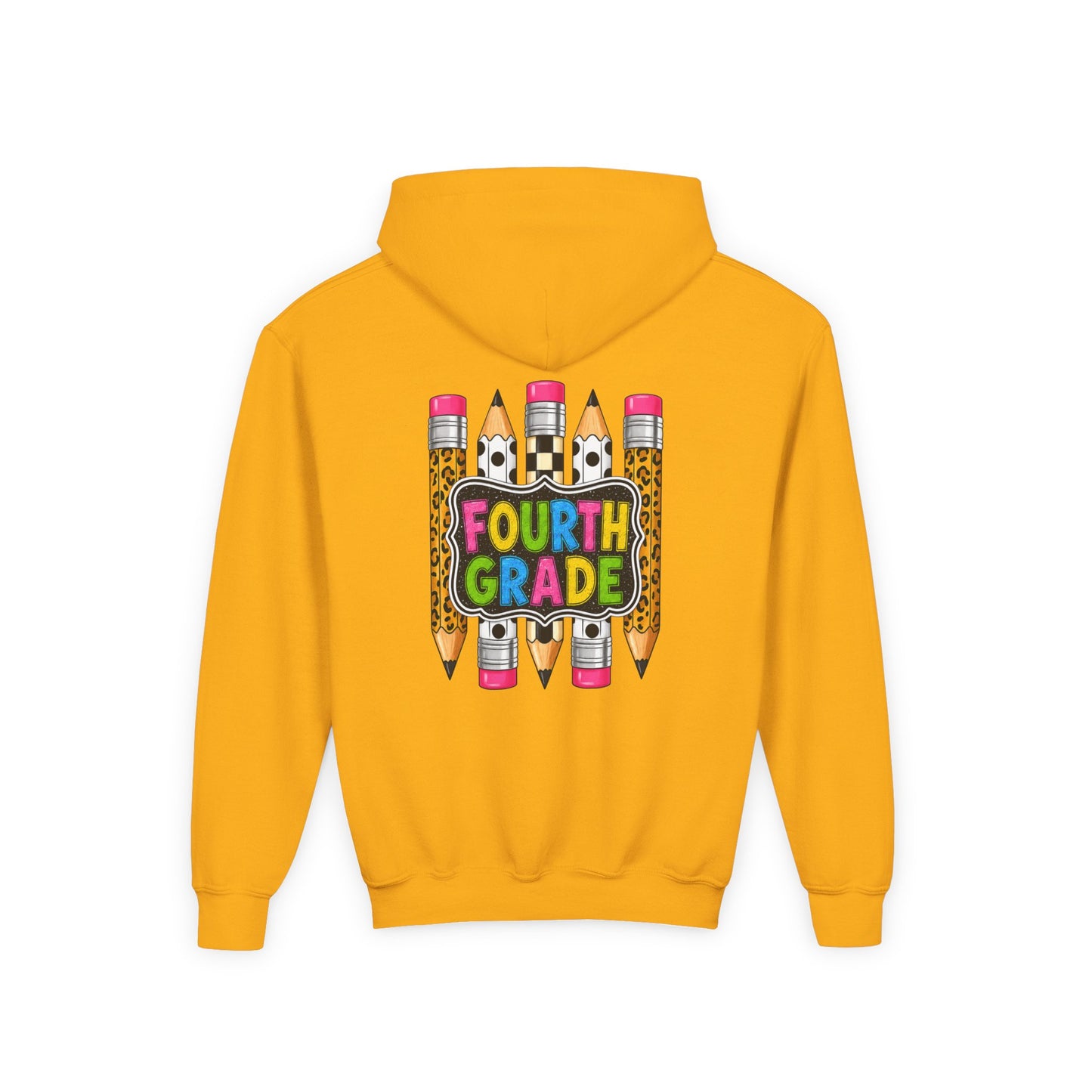 Fourth Grade Kids Hoodie — Colorful Pencil School Sweatshirt