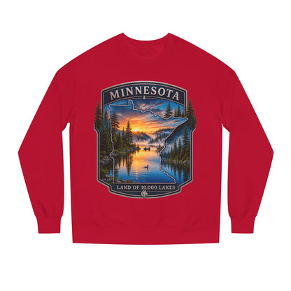 Minnesota Lakes Crewneck Sweatshirt — 'Land of 10,000 Lakes' Sunset Scenic Sweatshirt