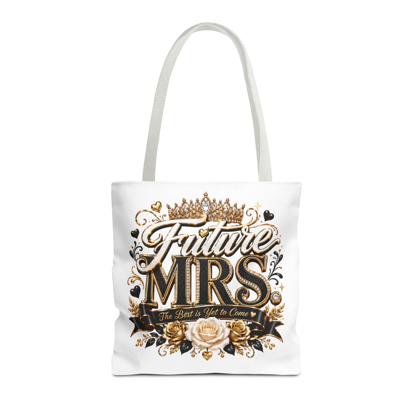 Future Mrs. Tote Bag — Bridal Bachelorette Gift Bag with Gold Crown Design