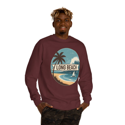 Long Beach Vintage Beach Scene Sweatshirt