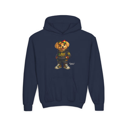 Youth Hoodie — Black Excellence Bear Graphic Sweatshirt (Kids)