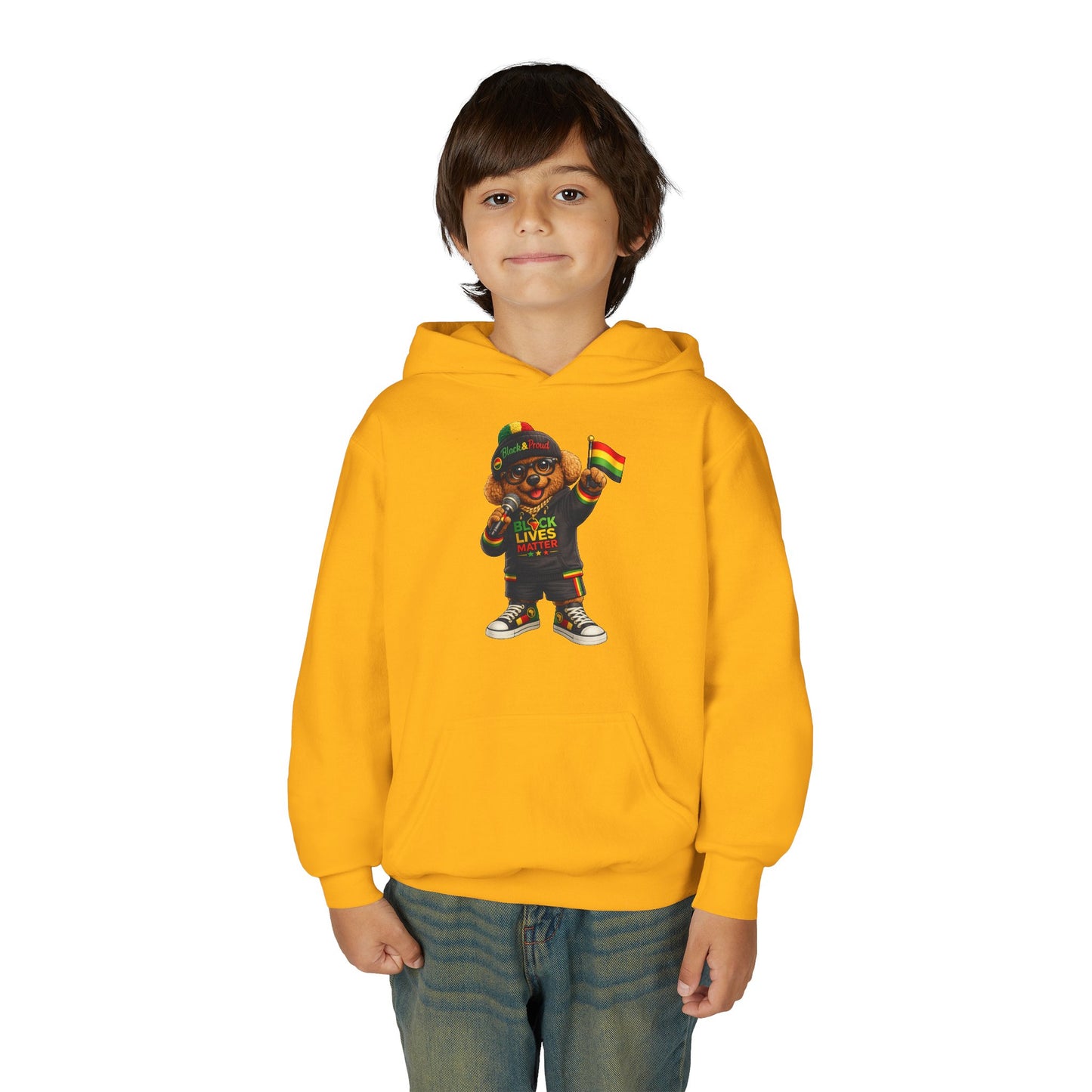 Youth Hoodie — Black Lives Matter Rasta Bear Kids Pullover