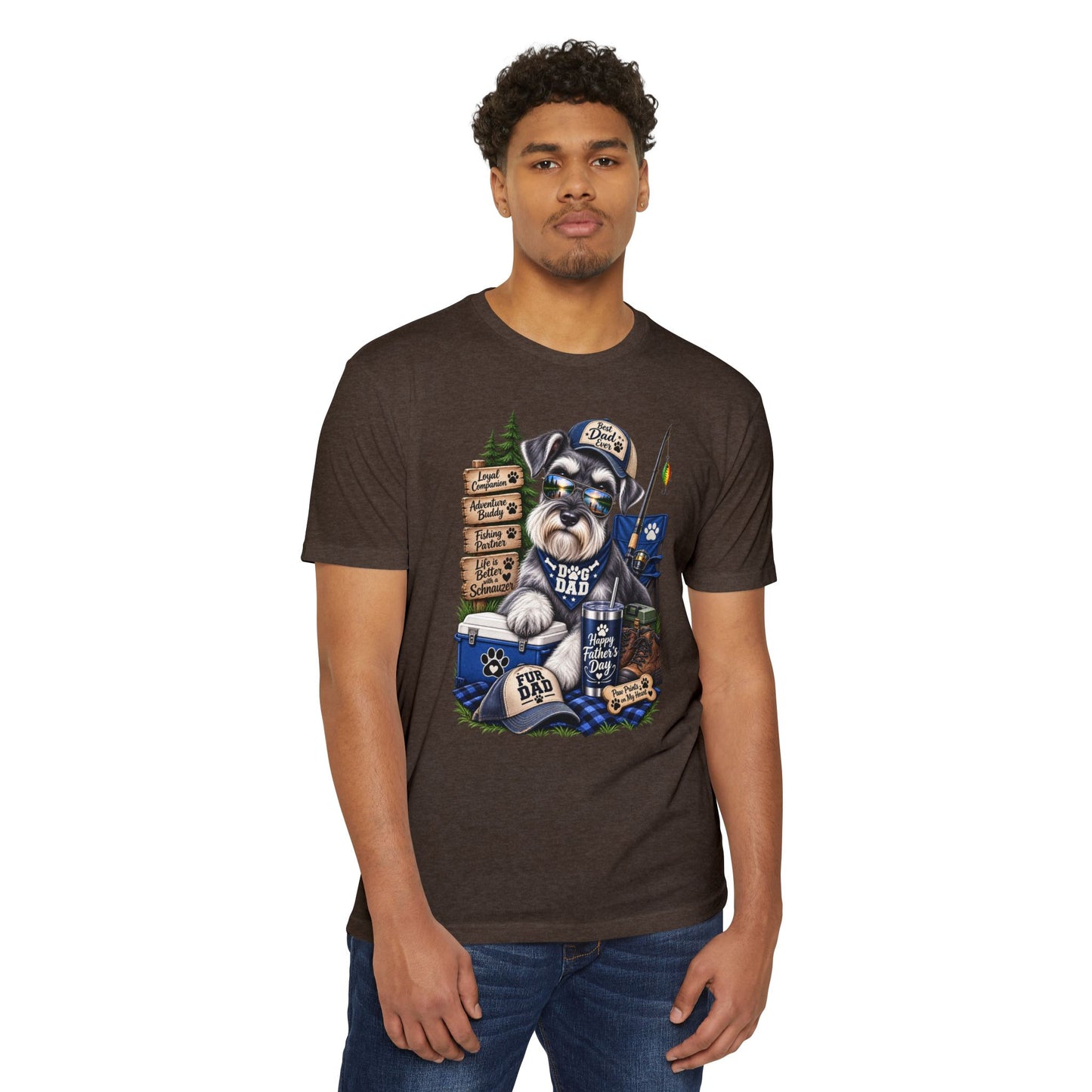 Schnauzer Dad T-Shirt – Fishing & Camping Dad Graphic Tee