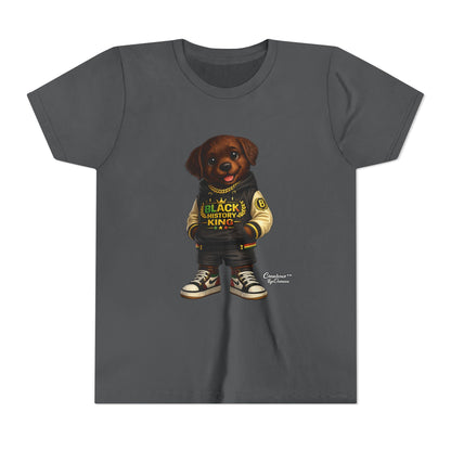 Youth Tee — 'Black History King' Puppy Graphic Shirt