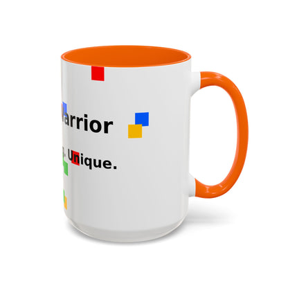 Autism Warrior Accent Coffee Mug – Bold Puzzle Pieces, Proud. Strong. Unique. (11/15oz)