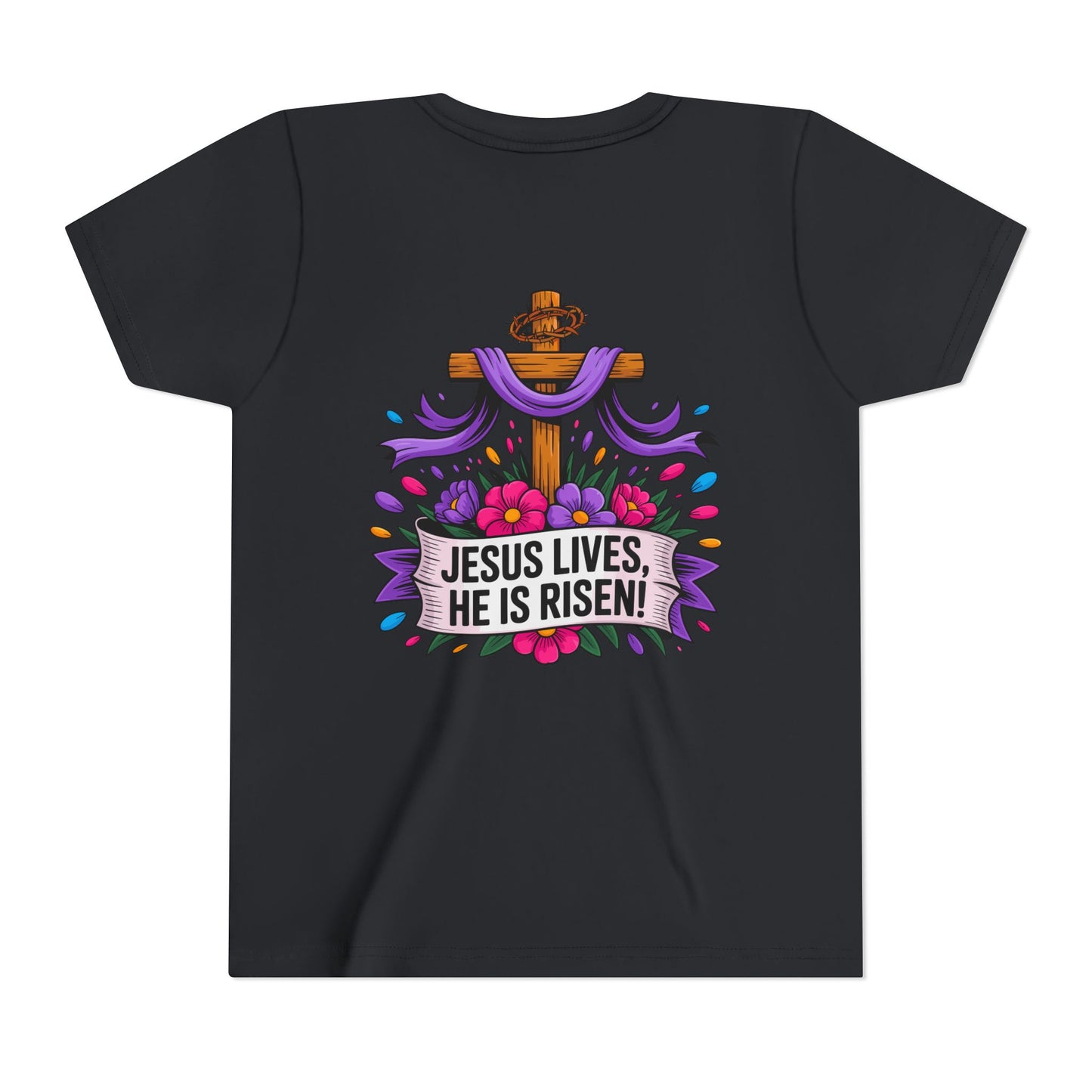 Youth Tee — "Jesus Lives, He Is Risen!" Easter Christian Tee