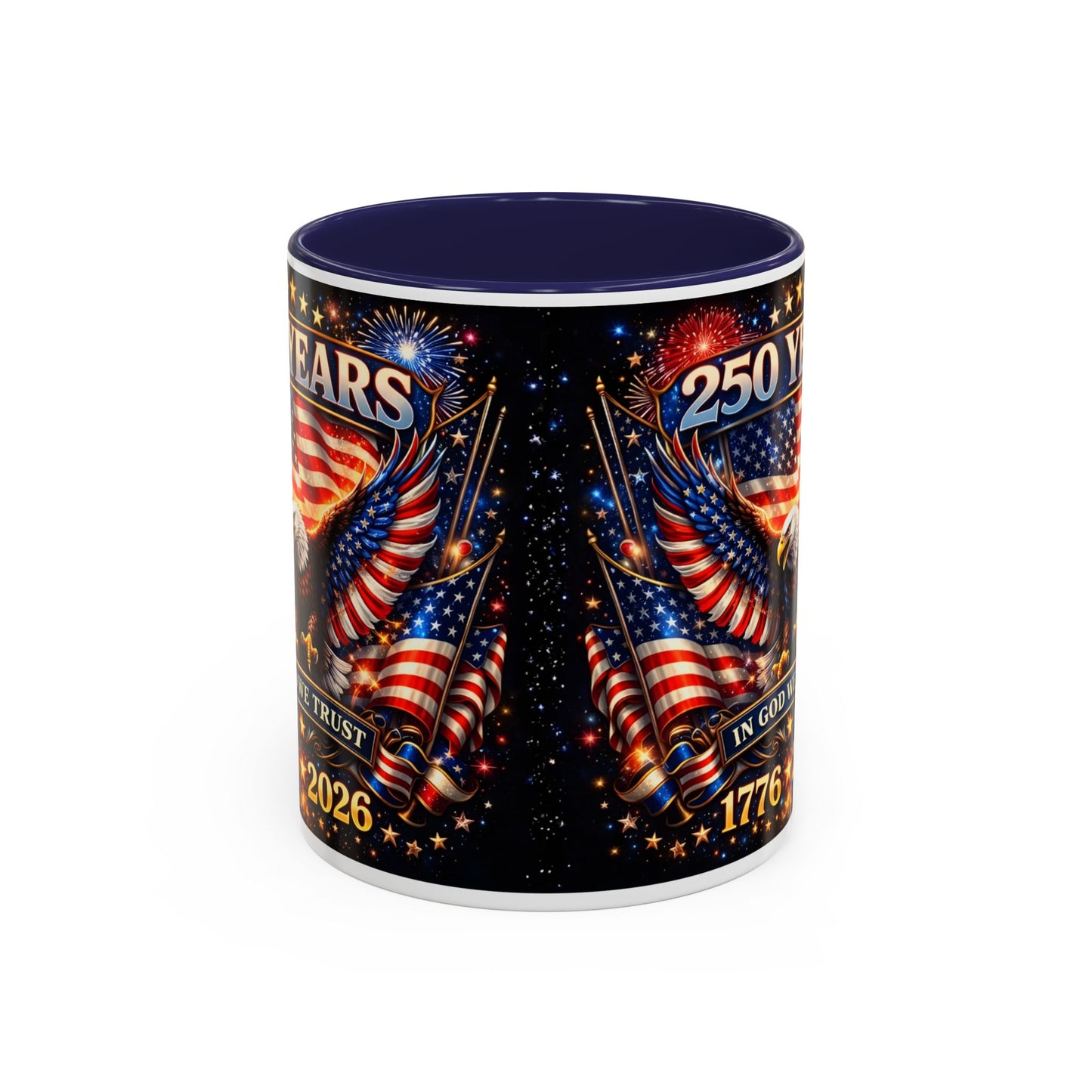 250 Years 1776–2026 Eagle American Flag Accent Coffee Mug — Patriotic Independence Day Gift (11/15oz)