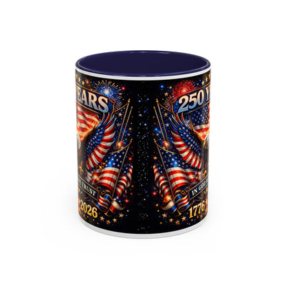 250 Years 1776–2026 Eagle American Flag Accent Coffee Mug — Patriotic Independence Day Gift (11/15oz)