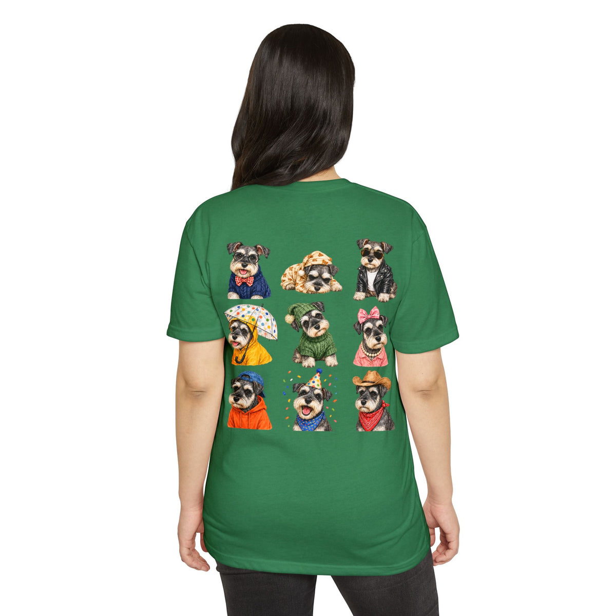 Schnauzer Crew Portrait T‑Shirt — Cute Dogs in Costumes Tee