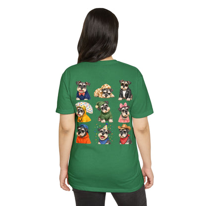 Schnauzer Crew Portrait T‑Shirt — Cute Dogs in Costumes Tee