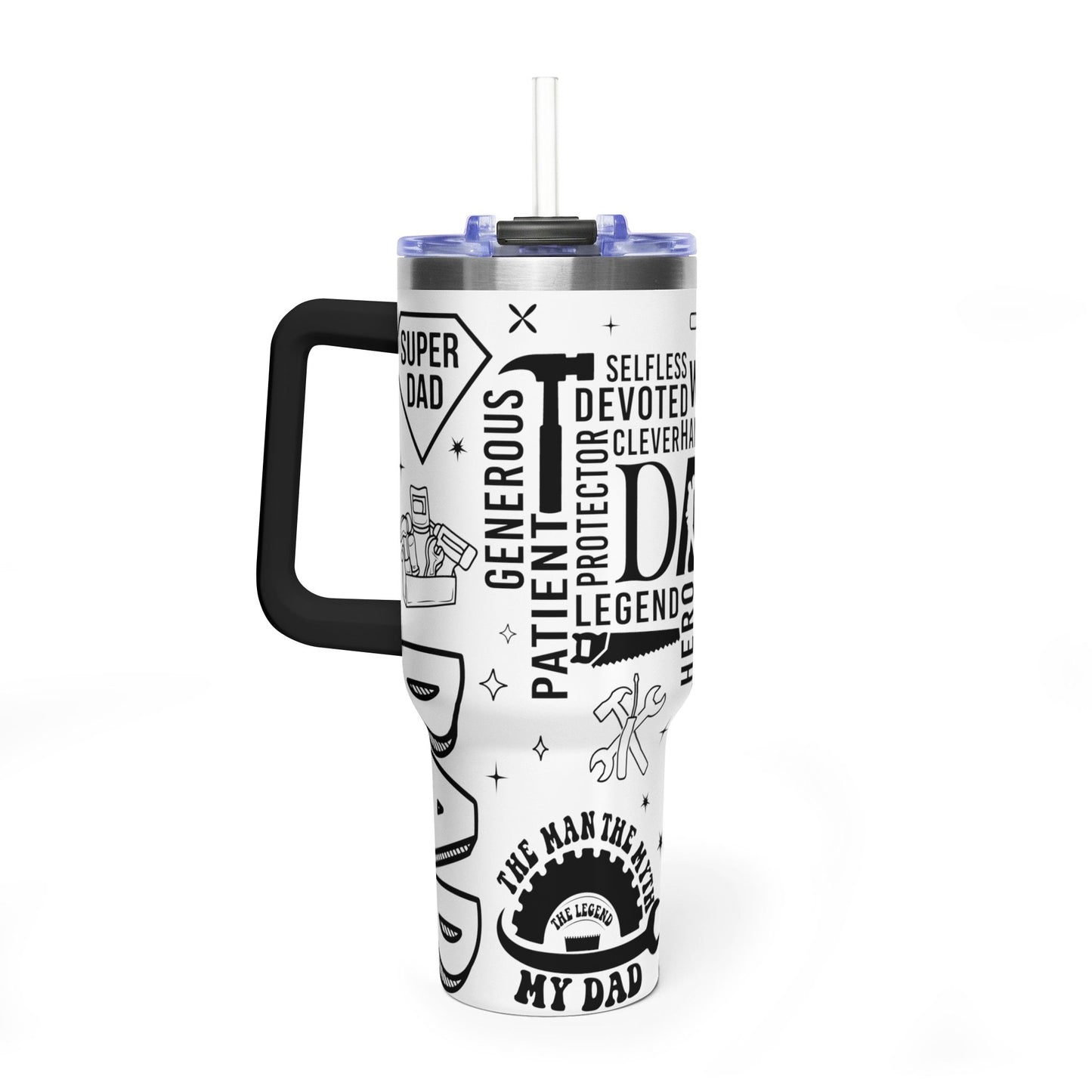 Dad Tribute 40oz Vacuum Tumbler — Inspirational Words & Tools Design