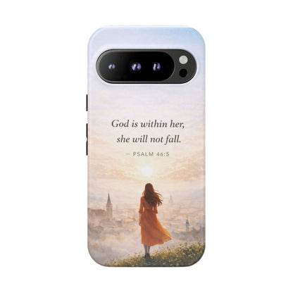 Inspirational Psalm 46:5 Phone Case — 'God is within her, she will not fall' Christian Phone Cover