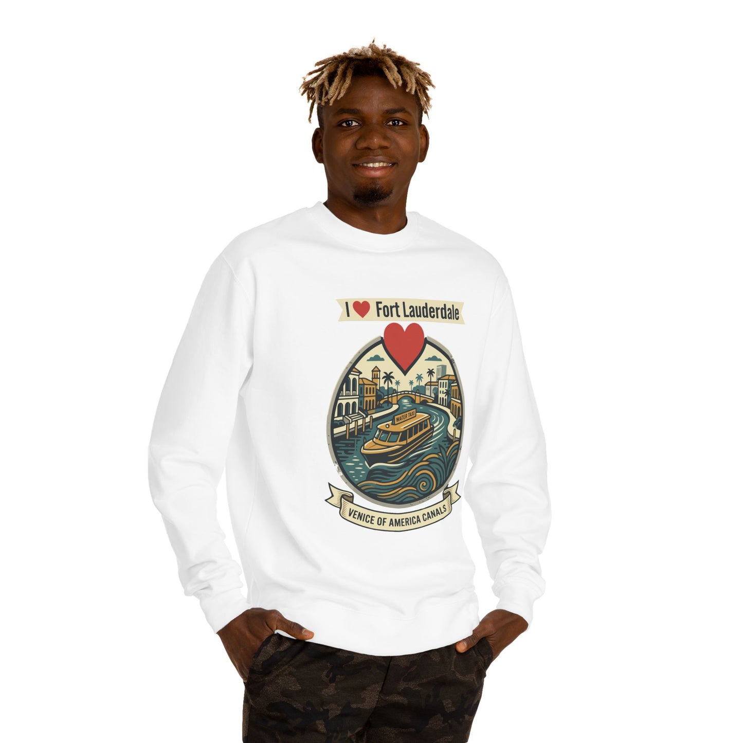 I  Fort Lauderdale Crewneck Sweatshirt — Venice of America Canals Graphic