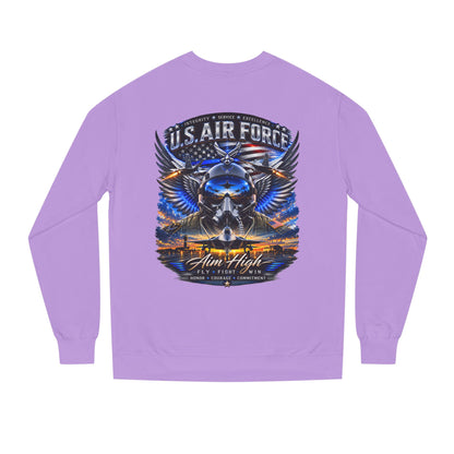 U.S. Air Force Crewneck Sweatshirt — "Aim High" Fighter Jet Graphic