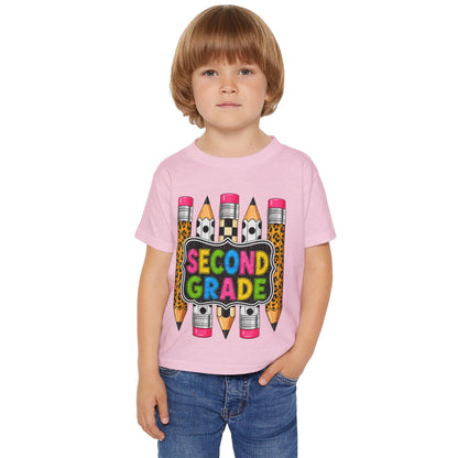 Second Grade Toddler T-Shirt — Colorful Pencils Back-to-School Tee