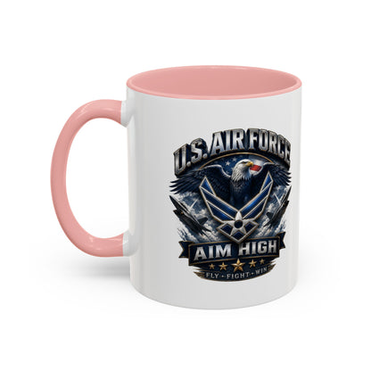 U.S. Air Force Accent Coffee Mug — Aim High Eagle Design (11/15 oz)