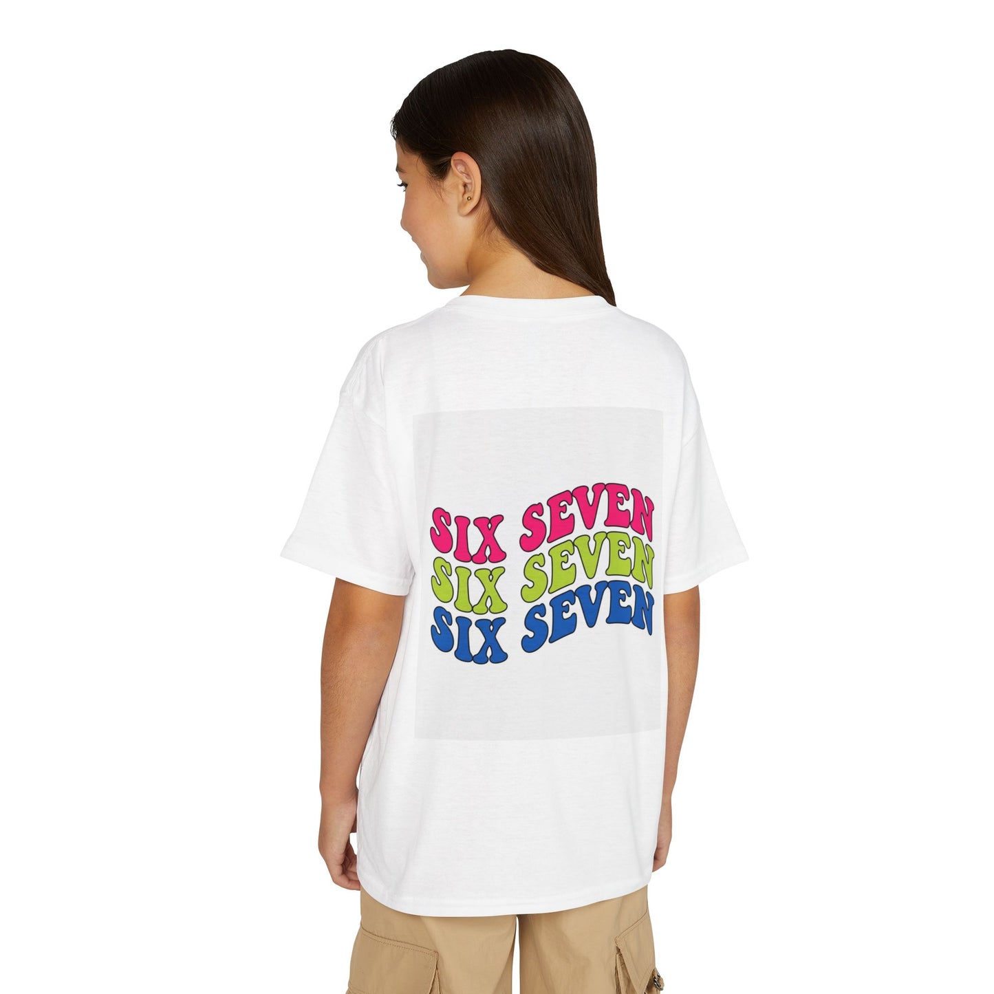 Youth Graphic Tee — 'Six Seven' Colorful Retro Wavy Text