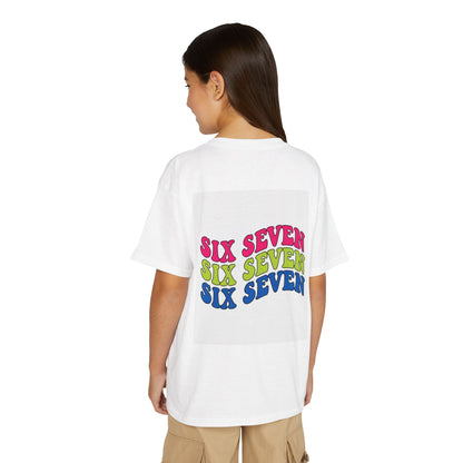 Youth Graphic Tee — 'Six Seven' Colorful Retro Wavy Text