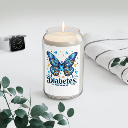 Diabetes Awareness Soy Candle — Blue Ribbon Butterfly Scented 13.75 oz