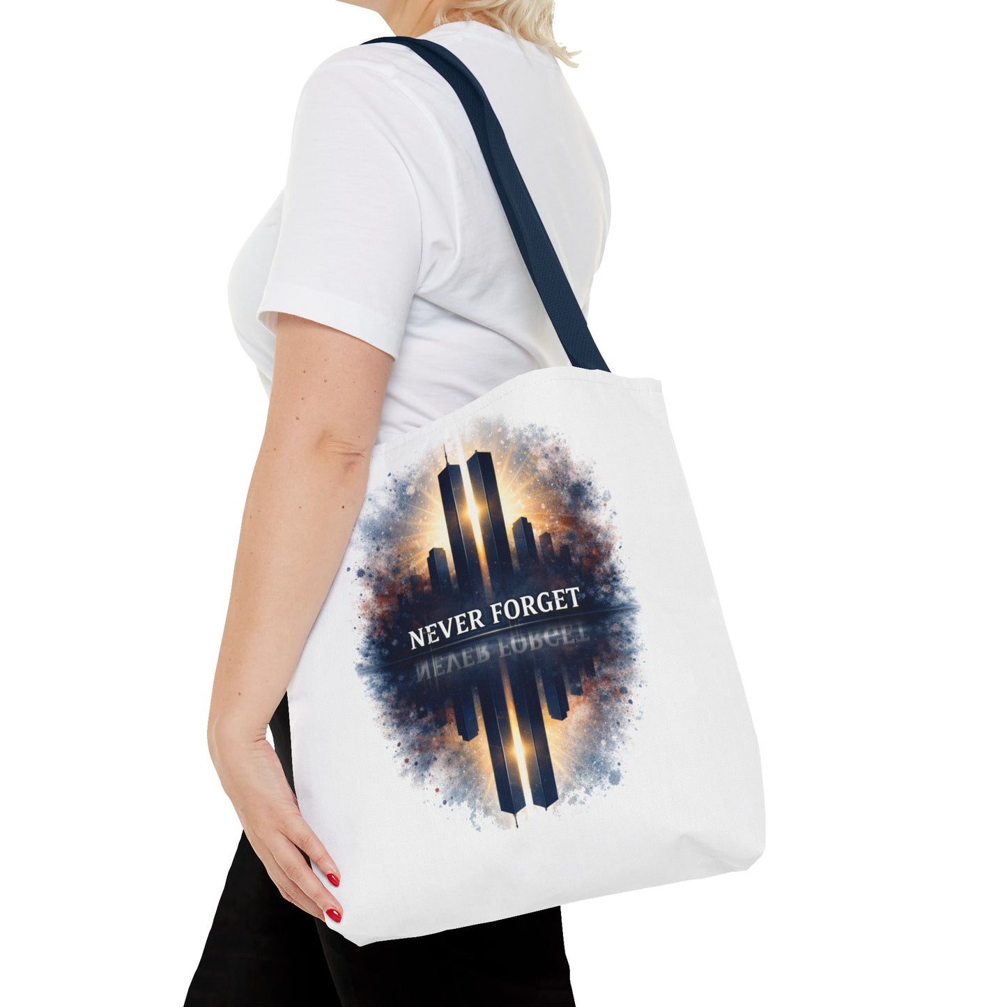 Never Forget Memorial Tote Bag — 9/11 Tribute Skyline All-Over Print