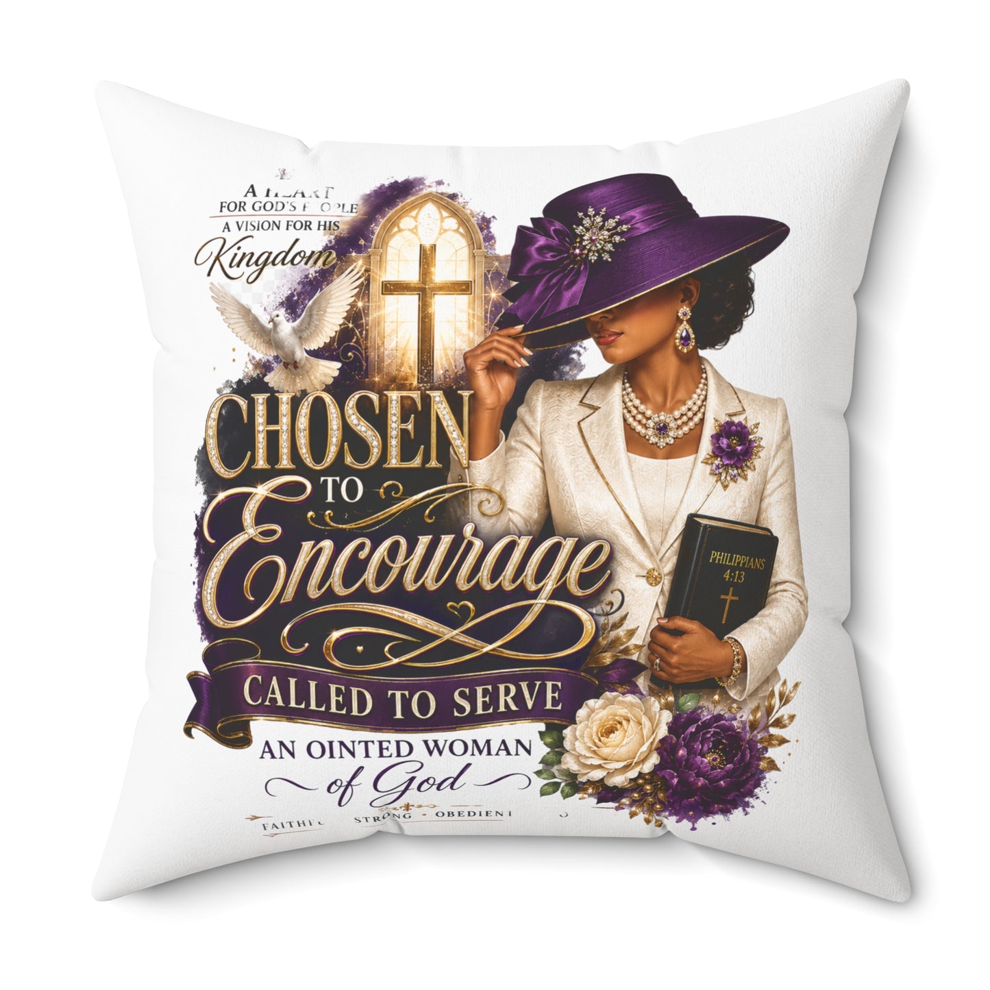 Christian Decorative Pillow — "Chosen to Encourage" Church Ladies Accent Pillow