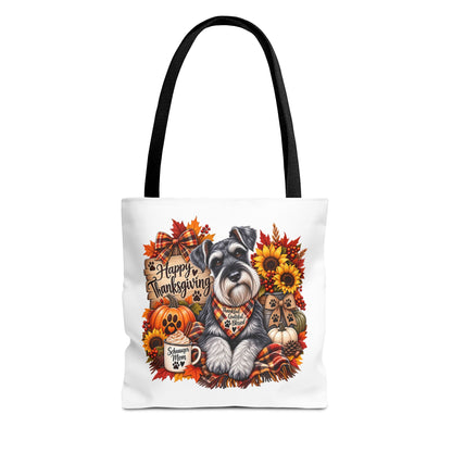 Thanksgiving Schnauzer Tote Bag — Happy Thanksgiving Fall Harvest Design