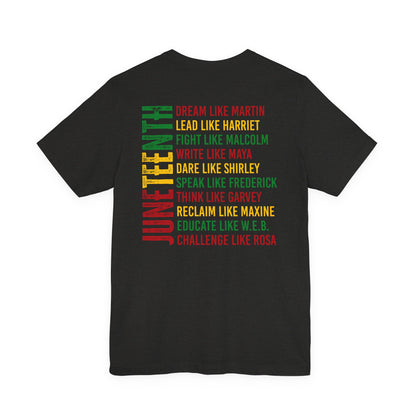Juneteenth Tribute T-Shirt — “Dream Like Martin, Lead Like Harriet” Inspirational Black History Tee