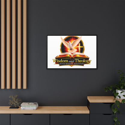Framed Canvas Print — "Wisdom and Theology" Dove & Bible Wall Art