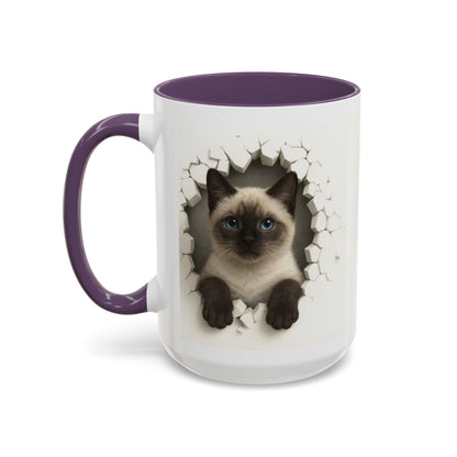 Siamese Cat Peeking Accent Coffee Mug (11/15oz)