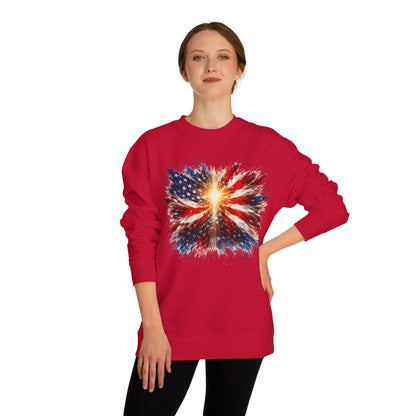 American Flag Burst Sweatshirt — Patriotic Firework Crewneck