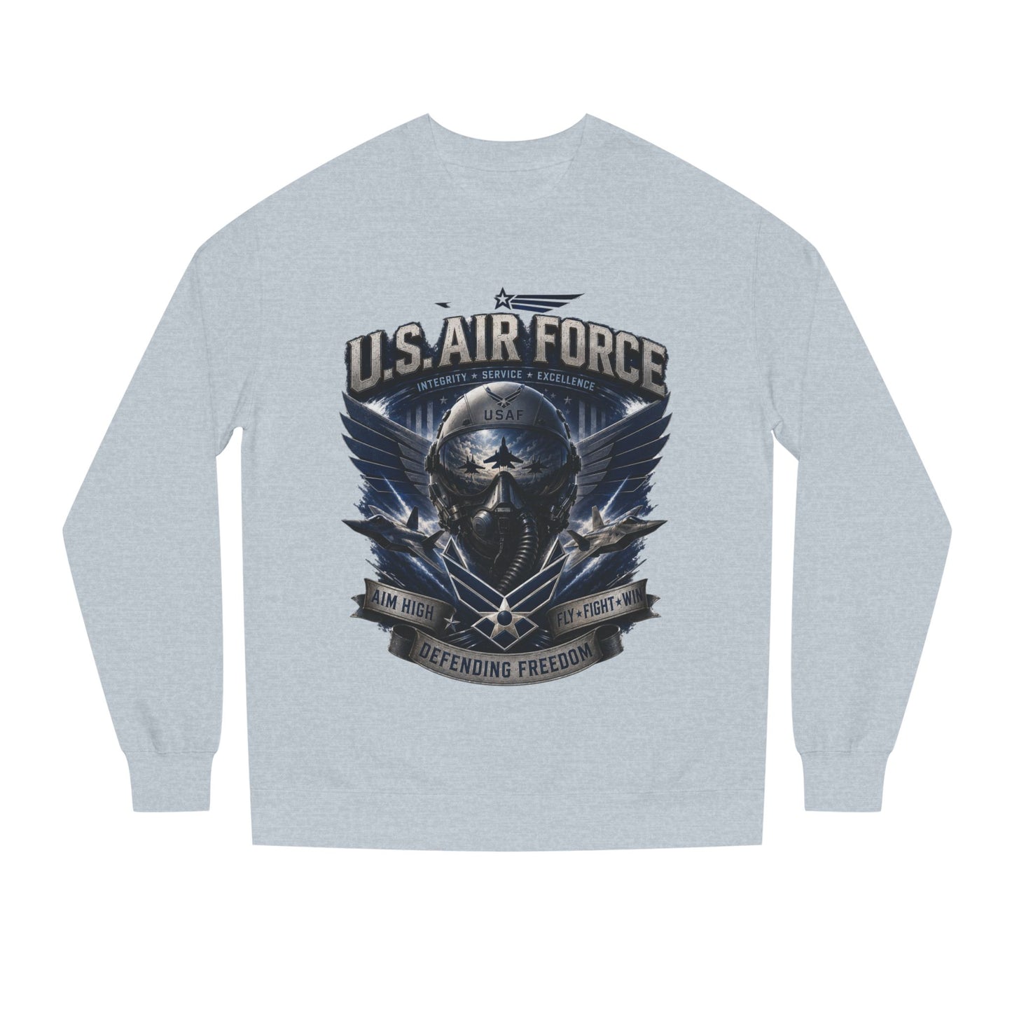 U.S. Air Force Crewneck Sweatshirt — Tactical Skull Wings "Defending Freedom"